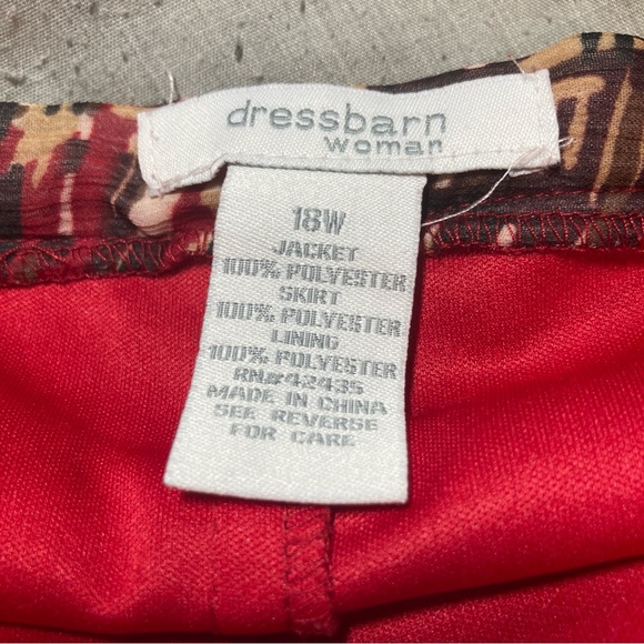 Dressbarn red and orange fall midi skirt women’s 18W - Picture 3 of 10
